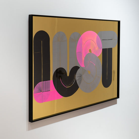 Framed LUST, gold mirror